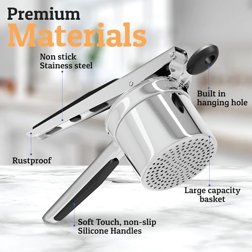PriorityChef Large 15oz Potato Ricer, Heavy Duty Stainless Steel
