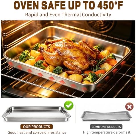 Stainless Steel Baking Sheet Set, Half and Quarter Cookie Pans