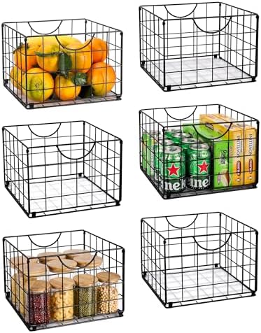 DINGTAI Metal Wire Basket Organizer Foldable Set of 6, Food Storage