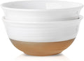 HASENSE Large Ceramic Serving Bowls Set of 2, 60 Oz 8.5 Inch White & Terracotta by Hasense