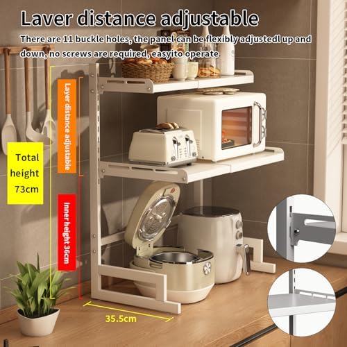 Expandable 3-Tier Microwave Oven Rack, White