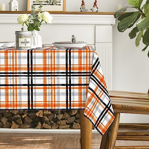 Horaldaily Halloween Tablecloth 60x84 Inch Rectangular, Fall Orange