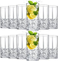 Uiifan Set of 12 Tall Highball Crystal Glasses 12 oz, Stylish Style