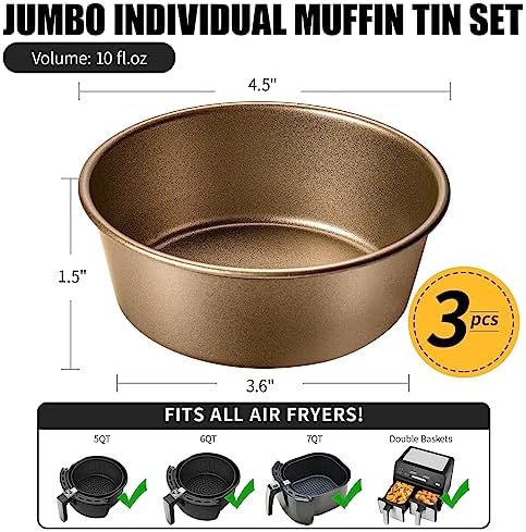 Yomvzake Air Fryer Mini Pie Pan Tart Tins, Jumbo Muffin Cupcake Pan