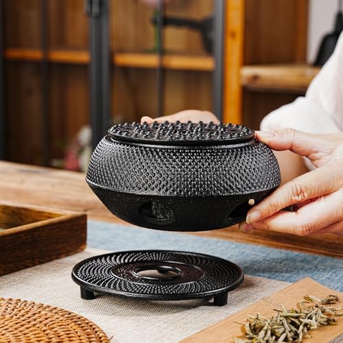 Sungmor Black Cast Iron Teapot Warmer - Base with Candle Holder