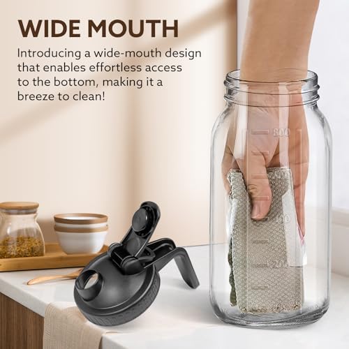 Mihlapi 32 oz Breast Milk Pitcher, 1 Quart Glass Mason Jar with Lid