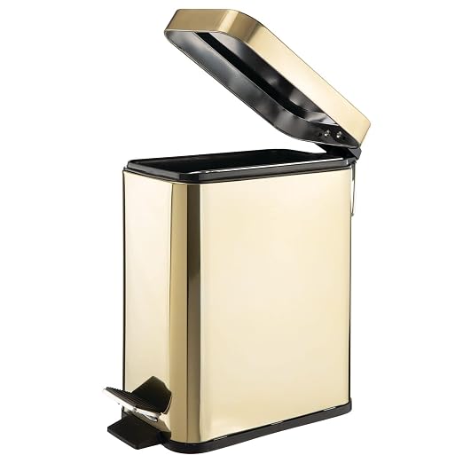 mDesign Small Modern 1.3 Gallon Rectangle Metal Lidded Step Trash Can, Compact - Image 8