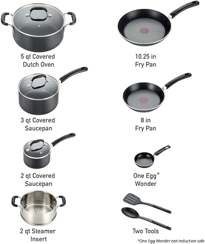T-fal Experience Nonstick Cookware Set 12 Piece, Oven Broiler Safe 350F - Image 2