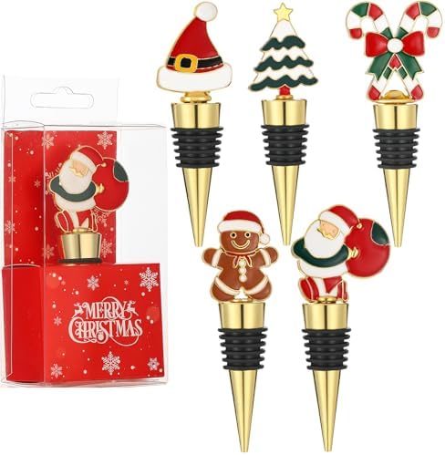 5 pcs Christmas Wine Stopper Christmas Wine Bottle Stoppers for Xmas