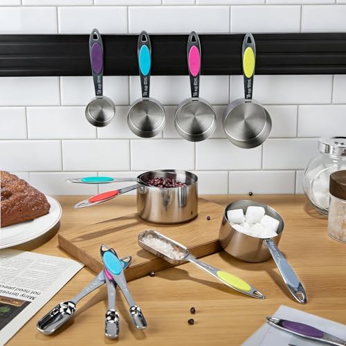 Magnetic Measuring Cups and Spoons Set of 14,Stainless Steel Measuring