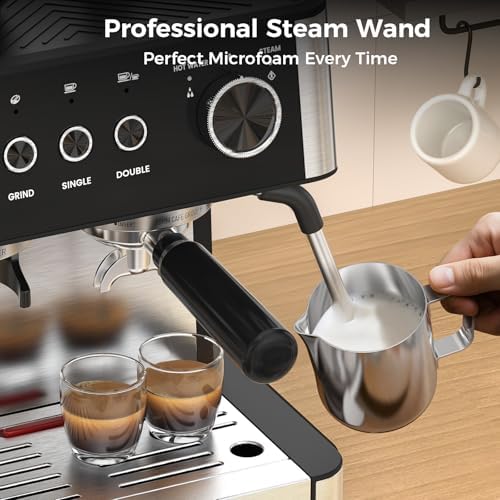 COWSAR 20 Bar Espresso Machine with Grinder, Black