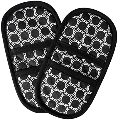 Quilted Heat-Resistant Black Oven Mitts, Set of 2