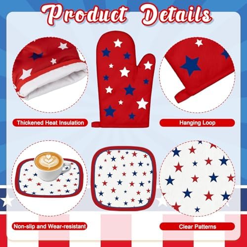 Tieshankao 10Pcs 4th of July Kitchen Decor Set - Patriotic Stars