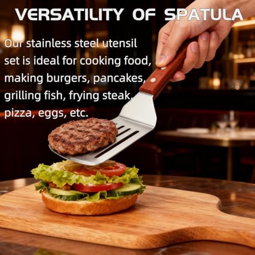 Pumtus 4 Pack Stainless Steel Spatula Set, 2 Sizes Metal Spatulas for