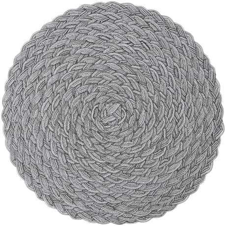 Topotdor Round Placemats Set of 4,Washable Woven Table Mats,Grey