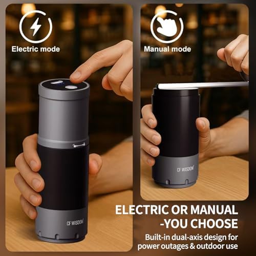 Portable Conical Burr Coffee Grinder, Electric & Manual