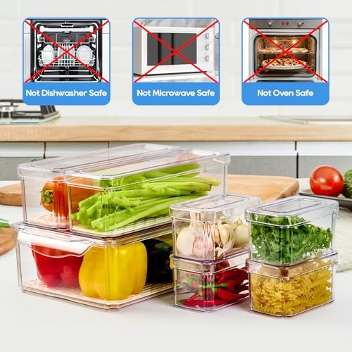 JollyPack Fridge Organizers, Refrigerator Organizer Bins with Lids, 14 Pack