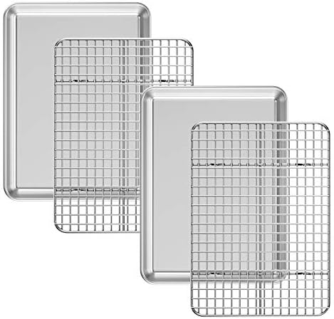 Baking Sheet with Cooling Rack Set [2 Sheets + 2 Racks], Deedro