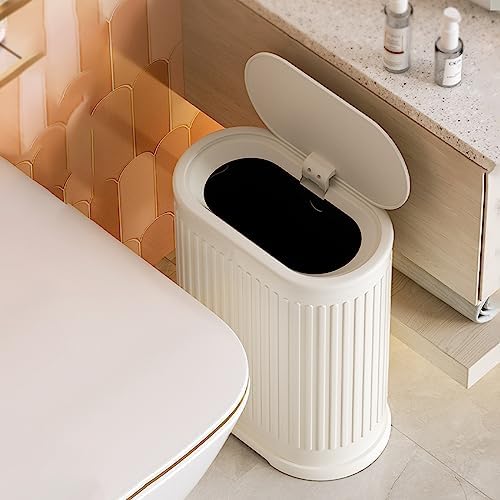 1.6 Gallon Slim Bathroom Trash Can with Lid