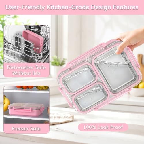 KHOXU 28oz Stainless Steel Bento Box, Pink