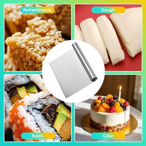 2 Pack Stainless Steel Dough Cutter & Pastry Scraper, Bench Knife with