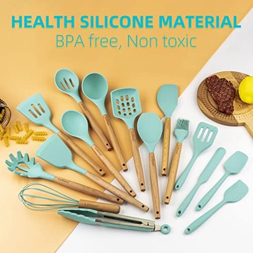 18-Piece Silicone Cooking Utensils Set, Teal