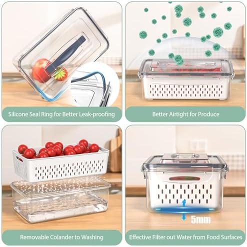 Anysig 5 Pack Fridge Fruit Storage Containers