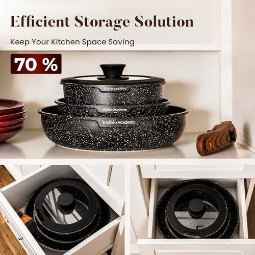 Kitchen Academy Removable Handle Induction Pots and Pans Set