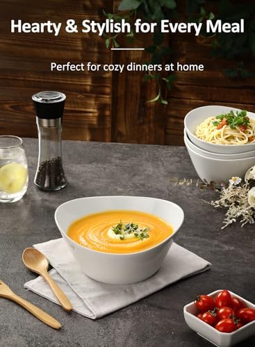 48 oz Porcelain Salad Bowls, Large Serving Bowls for Pasta, Set of 4
