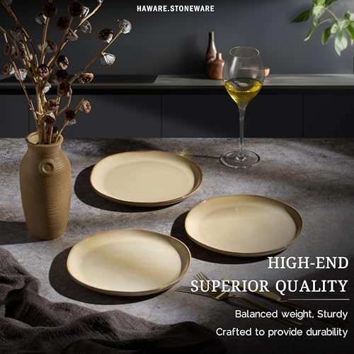 HaWare Stoneware Salad Plates Set of 6, 7.9” Heavy Duty Ceramic