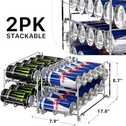 Simple Houseware 2PK Front Loading Tall Skinny Can Dispenser, Chrome