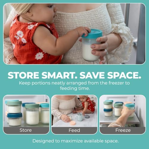Mason Bottle 8-Pack Breastmilk Storage Jars, 4 oz & 8 oz