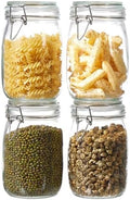 ODBCYWM 34oz Glass Food Storage Jars with Airtight Lids, Set of 4