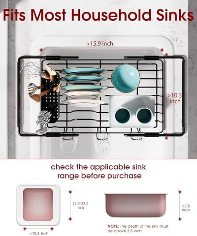 Sakugi Expandable Over-Sink Dish Rack, 15.4 x 9.8 x 3.0 Inch