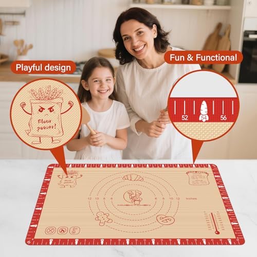 Extra Thick Silicone Baking Mat with Recipes - 26x16 inch Non Stick