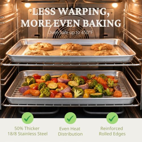 BRONYPRO 18/8 Stainless Steel Baking Sheet Set