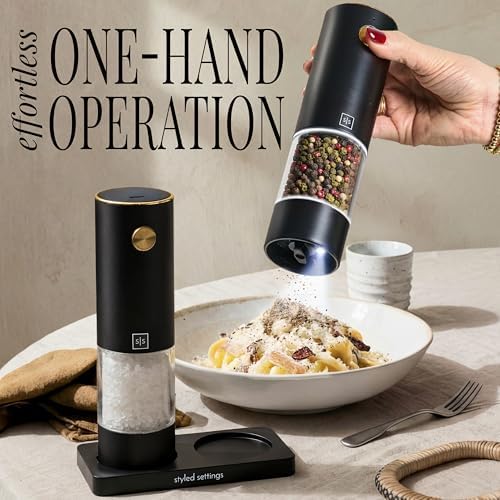 Styled Settings Electric Salt and Pepper Grinder Set, Black