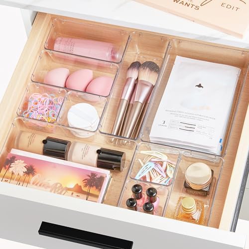 Vtopmart 44 PCS Clear Plastic Drawer Organizers Set, Vanity Organizer