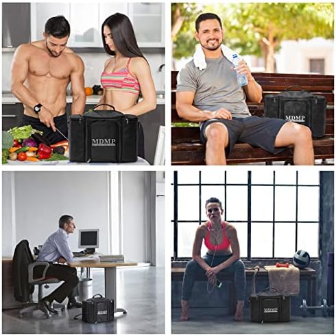 Meal Prep Lunch Bag/Box with 3 Food Containers, 45 Oz., Black