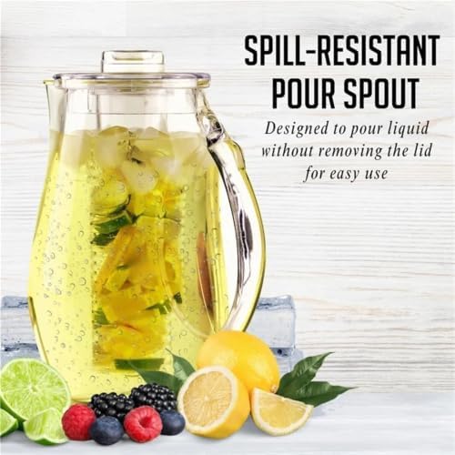 Glass Pitcher with Lid Fruit Water Pitcher with Infuser 2.5L