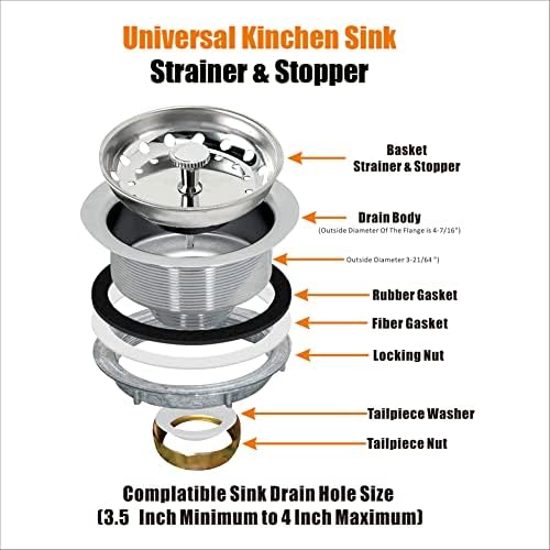 Artiwell 2-Pack Kitchen Sink Basket Strainer and Stopper, 3-1/2”