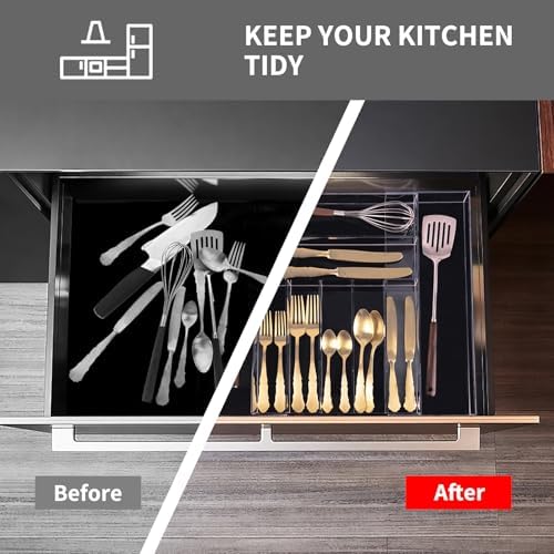 Clear Acrylic Drawer Organizer for Kitchen Utensils and Flatware