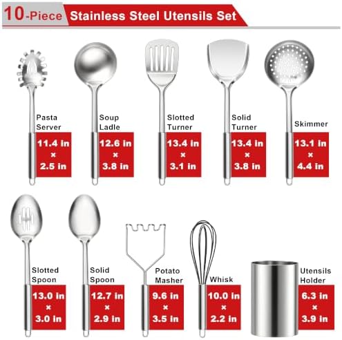 Homikit 10 PCS Stainless Steel Kitchen Cooking Utensils Set with