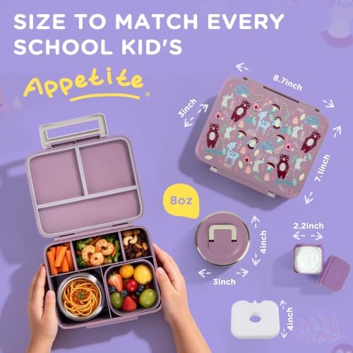 Kids Lunch Bento Box with 8oz Thermo/Ice Pack, BPA-Free, for School