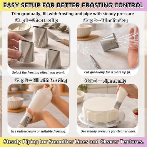 Extra Large Piping Tips Set with 18-Inch Bags for Cake Decorating
