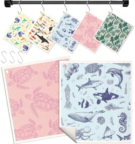 Miss Adola Swedish Dishcloths for Kitchen with Hooks - Reusable Dish