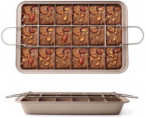 Brownie Pan with Dividers 12-In-by-8-In, Non Stick