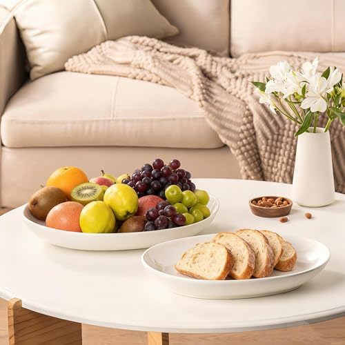 Oval Serving Platters Set of 2 (14" & 12"), Large Wide Ceramic Serving