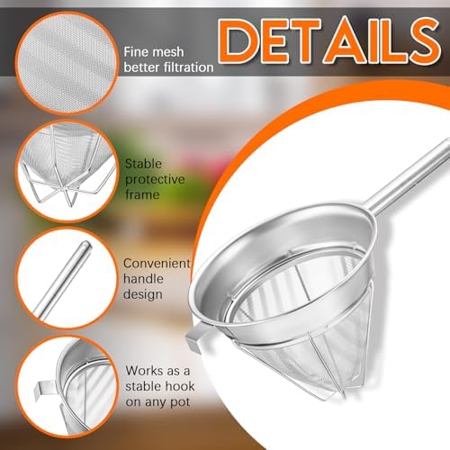 SiliFine 10" Chinois Fine Mesh Strainer Set with Handle and Rubber