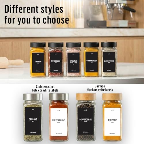 Deco haus Glass Spice Jars with Lids 12x4oz - Airtight Spice
